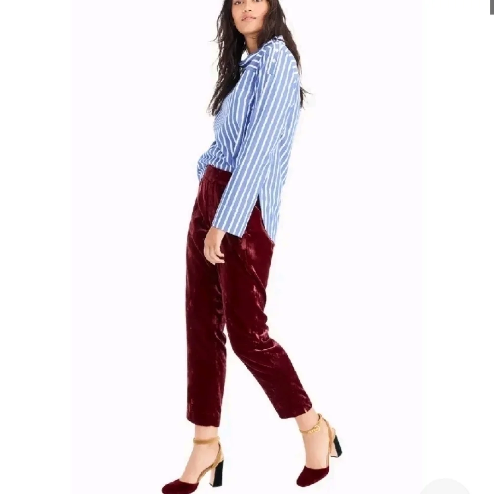 J. Crew luxe burgundy velvet easy pull on pants